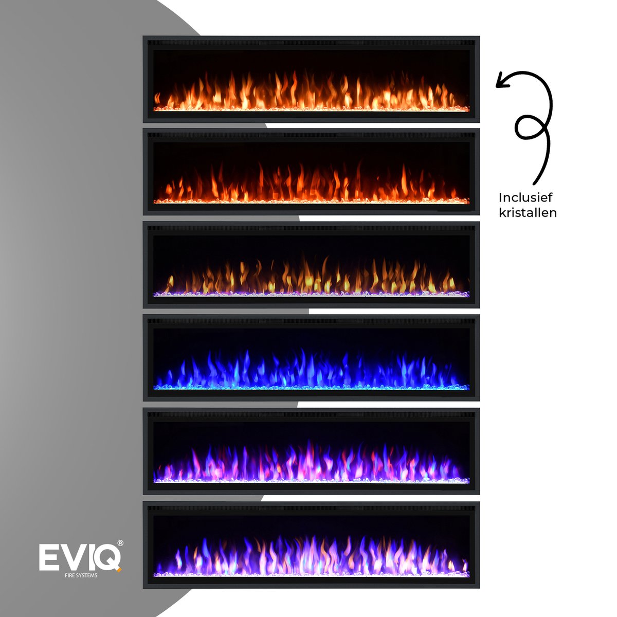 EVIQ Royal Paris 72 inch Elektrische Sfeerhaard Zwart