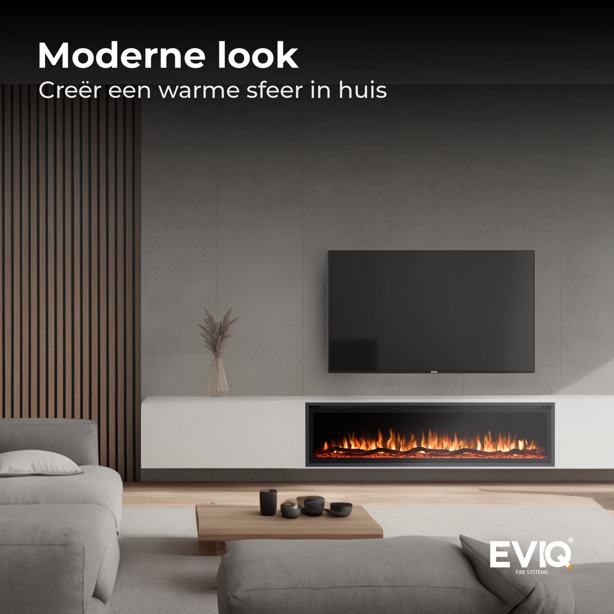 EVIQ Royal Paris 72 inch Elektrische Sfeerhaard Zwart