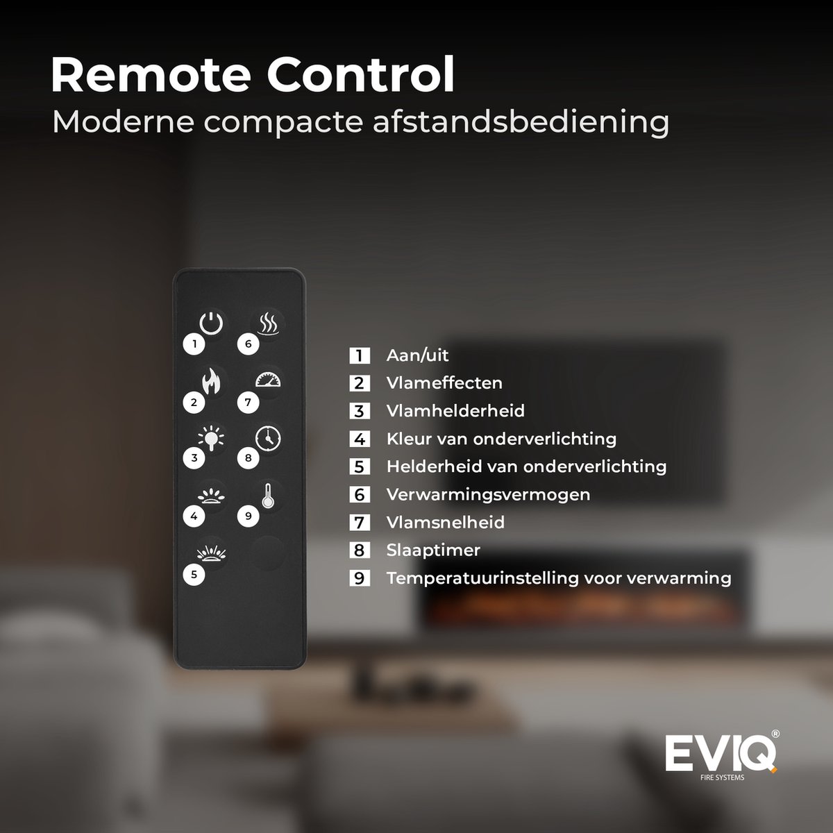 EVIQ Royal Paris 72 inch Elektrische Sfeerhaard Zwart