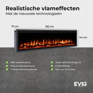 EVIQ Royal Paris 72 inch Elektrische Sfeerhaard Zwart