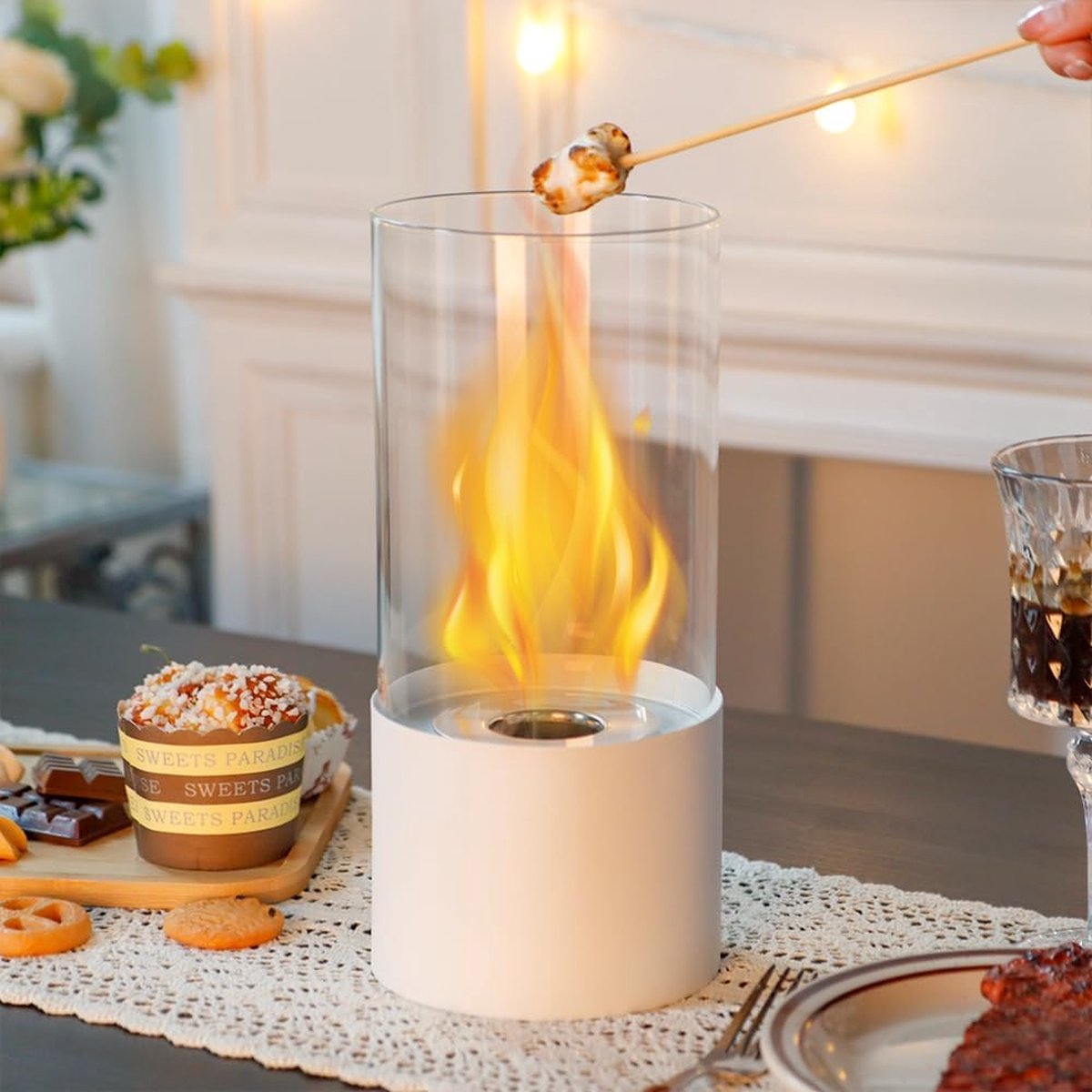 Fire Bowl Pot 5 inch draagbare tafelhaard met cilindrisch glas