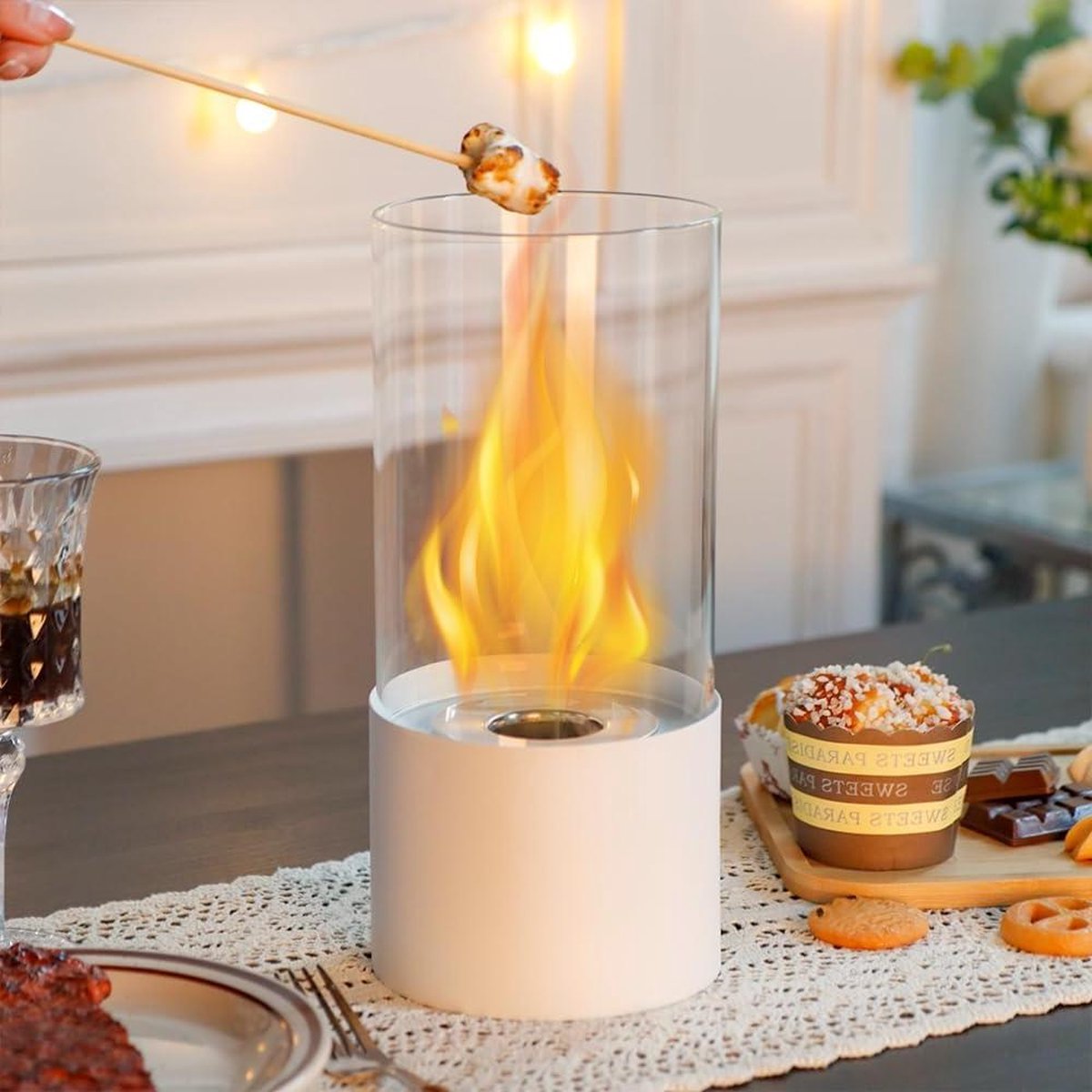 Fire Bowl Pot 5 inch draagbare tafelhaard met cilindrisch glas