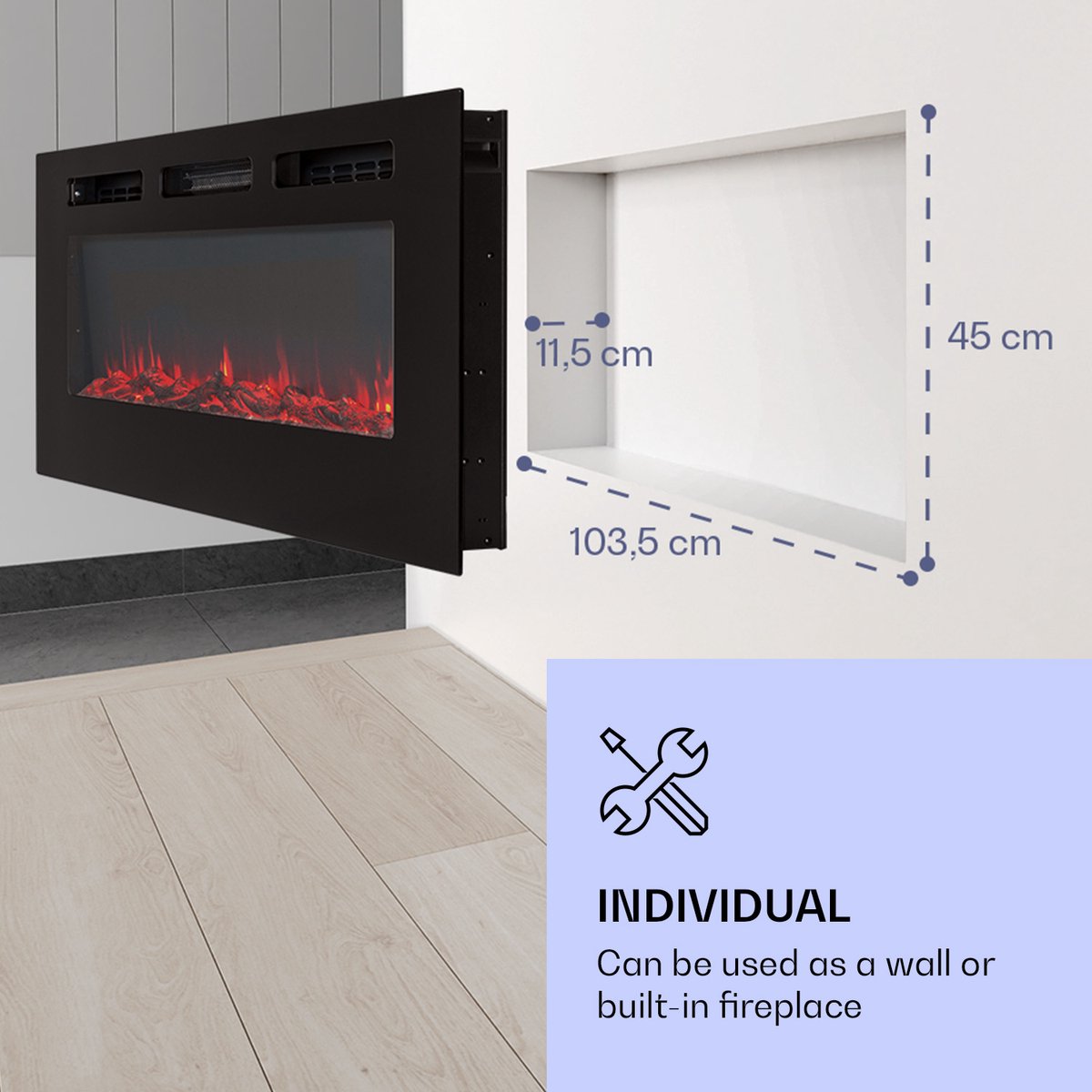 Galeras electrische wand- en inbouwhaard 1800W