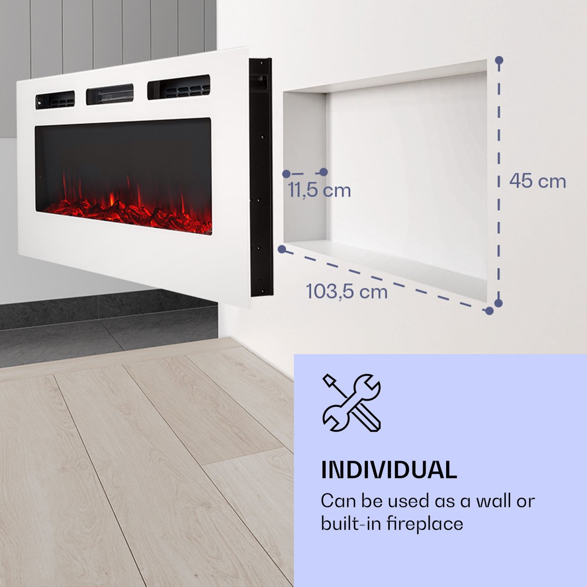 Galeras elektrische wand- en inbouwhaard 1800 W