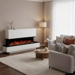 Ganeey Cobalt Luxe Elektrische staande open haard, wit