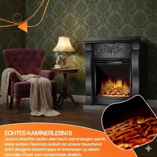 Ganeey® Luxe 3D Vlameffect Elektrische open haard Villa Zwart