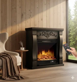 Ganeey® Luxe 3D Vlameffect Elektrische open haard Villa Zwart