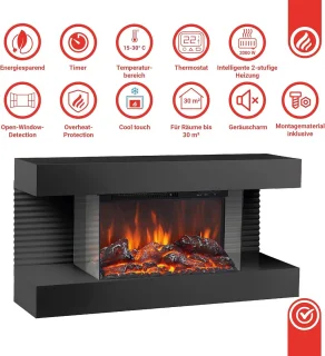 Ganeey Luxe Elektrische Wandhaard 82 cm - Zwart