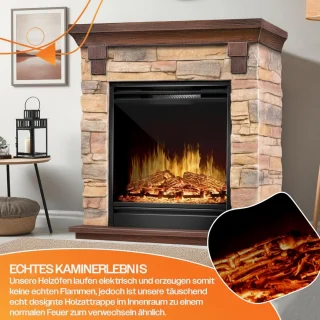 Ganeey® Vrijstaande elektrische haard houtdesign