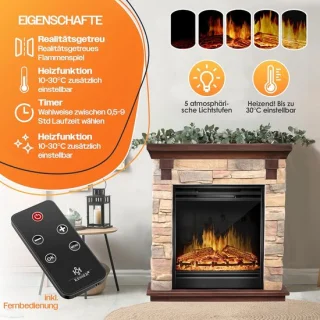 Ganeey® Vrijstaande elektrische haard houtdesign