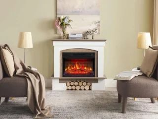 Ganeey Woodstone Luxe 3D LED Elektrische Open Haard Vrijstaand