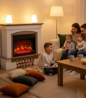 Ganeey Woodstone Luxe 3D LED Elektrische Open Haard Vrijstaand