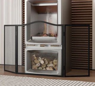 Haardscherm 3-paneel smeedijzer