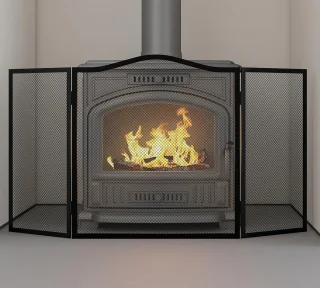 Haardscherm 3-paneel smeedijzer