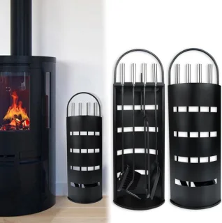 Haardset 5-delig 67 cm zwart RVS
