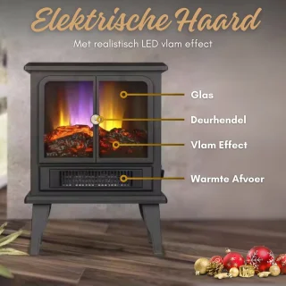 HB Sfeerhaard Elektrisch Zwart 2000W Vrijstaand