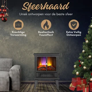HB Sfeerhaard Elektrisch Zwart 2000W Vrijstaand