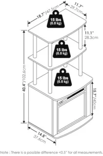 Hoge 2-laags TV-bijzettafel – wit/zwart