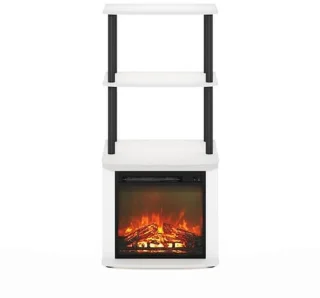 Hoge 2-laags TV-bijzettafel – wit/zwart