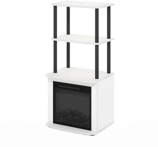 Hoge 2-laags TV-bijzettafel – wit/zwart