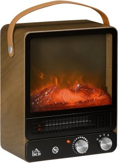 De HOMCOM Elektrische Feuerstelle Braun in één oogopslag