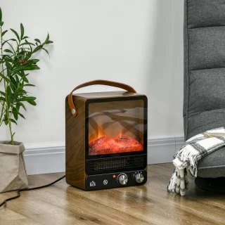 HOMCOM Elektrische Feuerstelle Braun