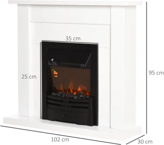 HOMCOM Elektrische Haard 102 x 30 x 95 cm Wit
