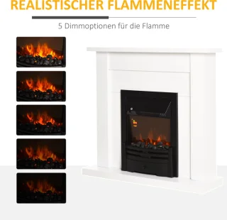 HOMCOM Elektrische Haard 102 x 30 x 95 cm Wit