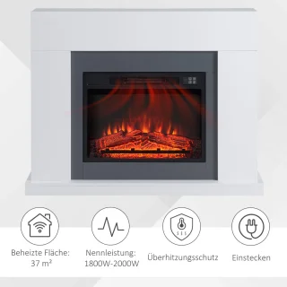 HOMCOM Elektrische haard 113 x 26,6 x 87,5 cm Wit