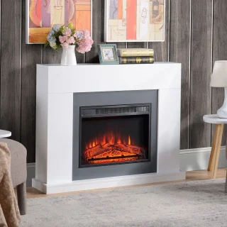 HOMCOM Elektrische haard 113 x 26,6 x 87,5 cm Wit