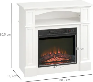 HOMCOM Elektrische Haard 80,5 x 32,3 x 80,5 cm Wit
