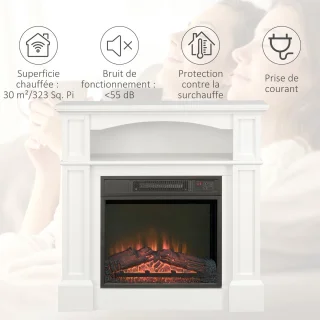 HOMCOM Elektrische Haard 80,5 x 32,3 x 80,5 cm Wit
