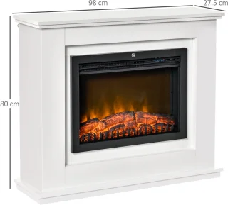 HOMCOM Elektrische Haard MDF 98x27,5x80 cm Wit