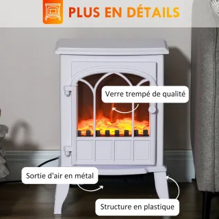 HOMCOM Elektrische Haard Metaal Wit