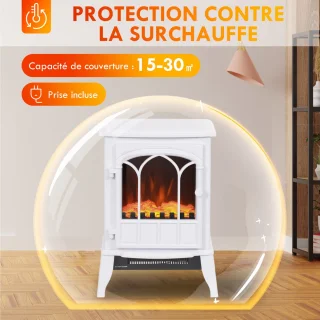 HOMCOM Elektrische Haard Metaal Wit