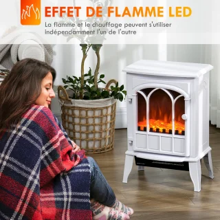 HOMCOM Elektrische Haard Metaal Wit