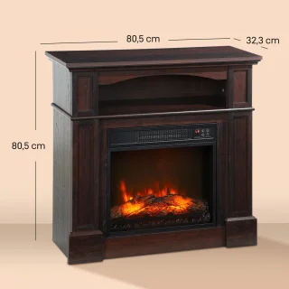 HOMCOM Elektrische Haard Staal Bruin 80,5x32,3x80,5 cm