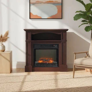 HOMCOM Elektrische Haard Staal Bruin 80,5x32,3x80,5 cm