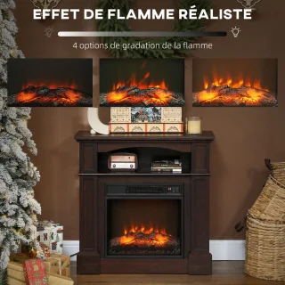 HOMCOM Elektrische Haard Staal Bruin 80,5x32,3x80,5 cm