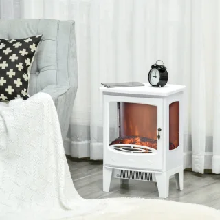 HOMCOM Elektrische Haard Staal Wit