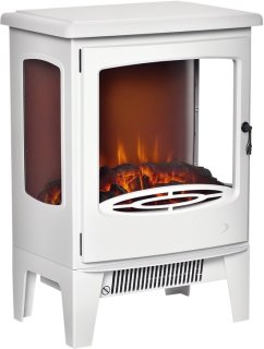 HOMCOM Elektrische Haard Staal Wit — compacte sfeer en directe warmte