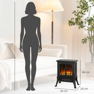 HOMCOM Elektrische Haard Zwart