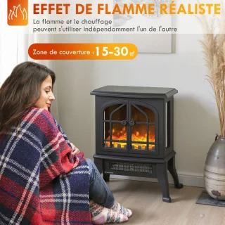 HOMCOM Elektrische Haard Zwart