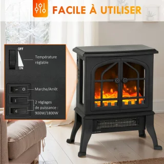 HOMCOM Elektrische Haard Zwart