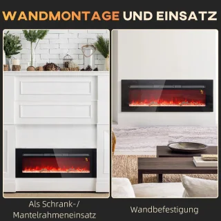 HOMCOM Elektrische open haard 127 x 15,8 x 45 cm Zwart