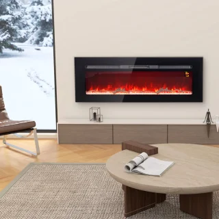 HOMCOM Elektrische open haard 127 x 15,8 x 45 cm Zwart