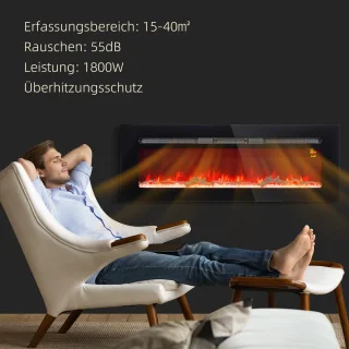 HOMCOM Elektrische open haard 127 x 15,8 x 45 cm Zwart