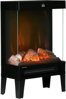 HOMCOM Elektrische openhaard met gehard glas, zwart