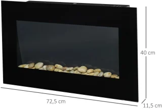 HOMCOM Elektrische Wandhaard 1000/2000W Zwart