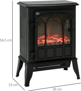 HOMCOM Elektrokamin 39x23x56,5 cm Schwarz